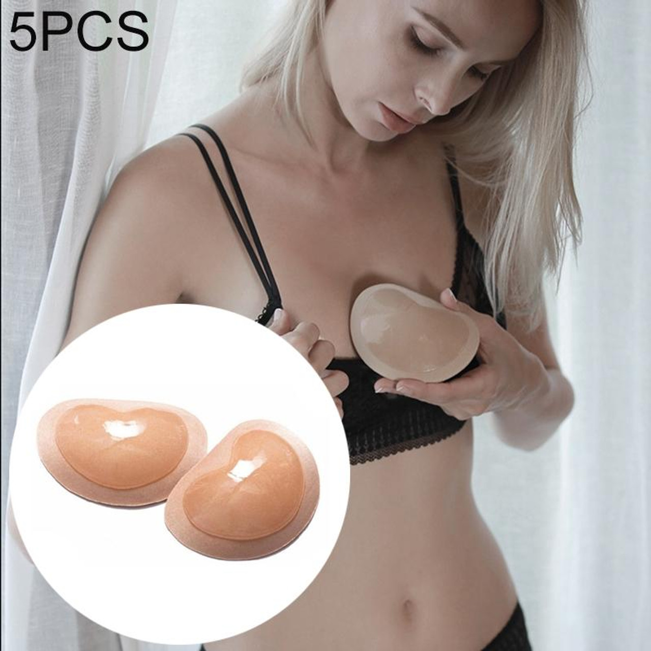 5 PCS Women Silicone Bra Pad Nipple Cover Stickers Patch Inserts Sponge Bra(Skin),  snatcher