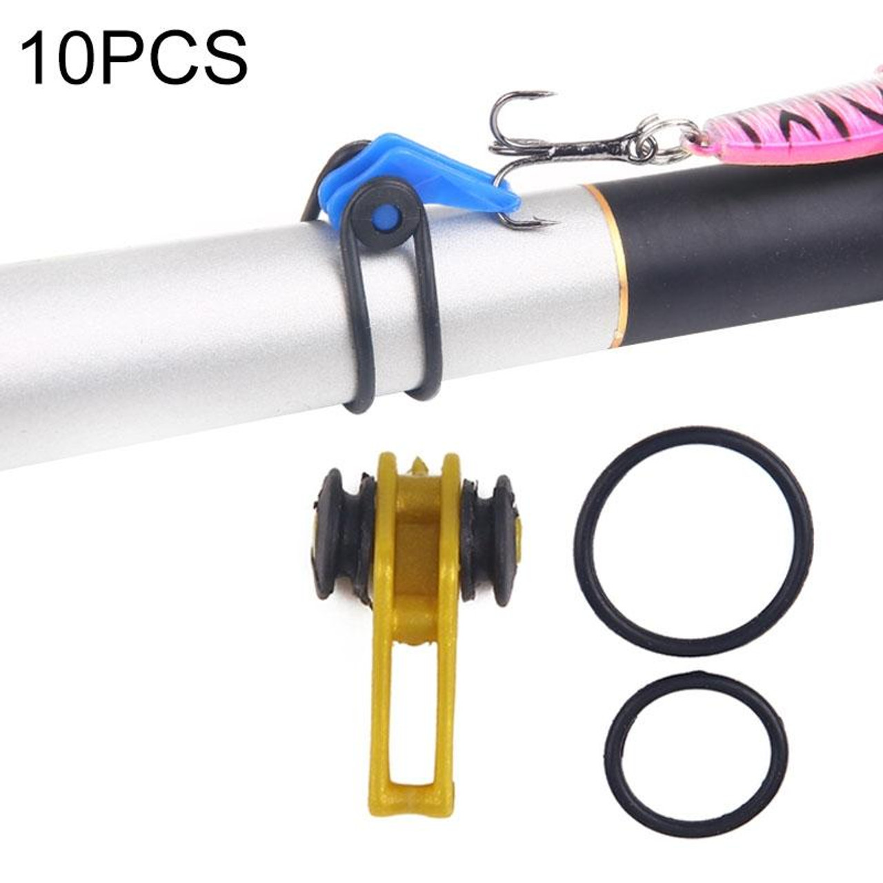 10Pcs Bait Holder Plastic Fishing Hook Secure Keeper Lure Safety Holder  With Rubber Rings For Fishing Rod Pole Fishing Tackle