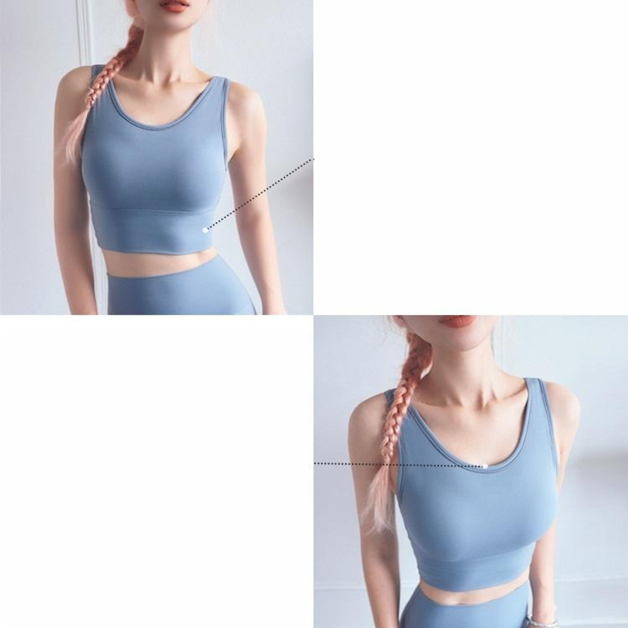 Full Package Deep U-back Shockproof Gathered Fashion Vest Sports Bra  (Color:Grey Lake Green Size:S), snatcher