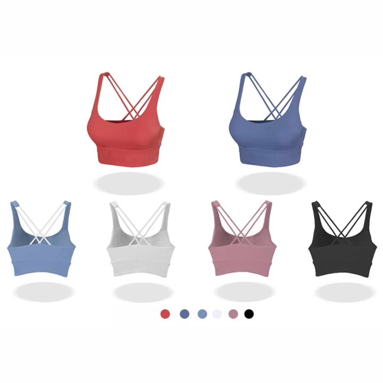 Skin Friendly Nude Sports Bra Cross Back Shockproof Fitness Vest  (Color:Code Blue Size:XL), snatcher