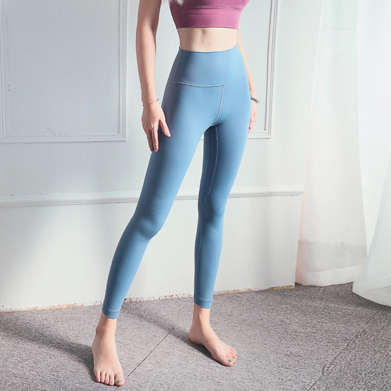 Skin Friendly And Nude Fashion Yoga Pants High Waist, Abdomen And Hip  Lifting Fitness Pants (Color:Butterfly Blue Size:XL), snatcher