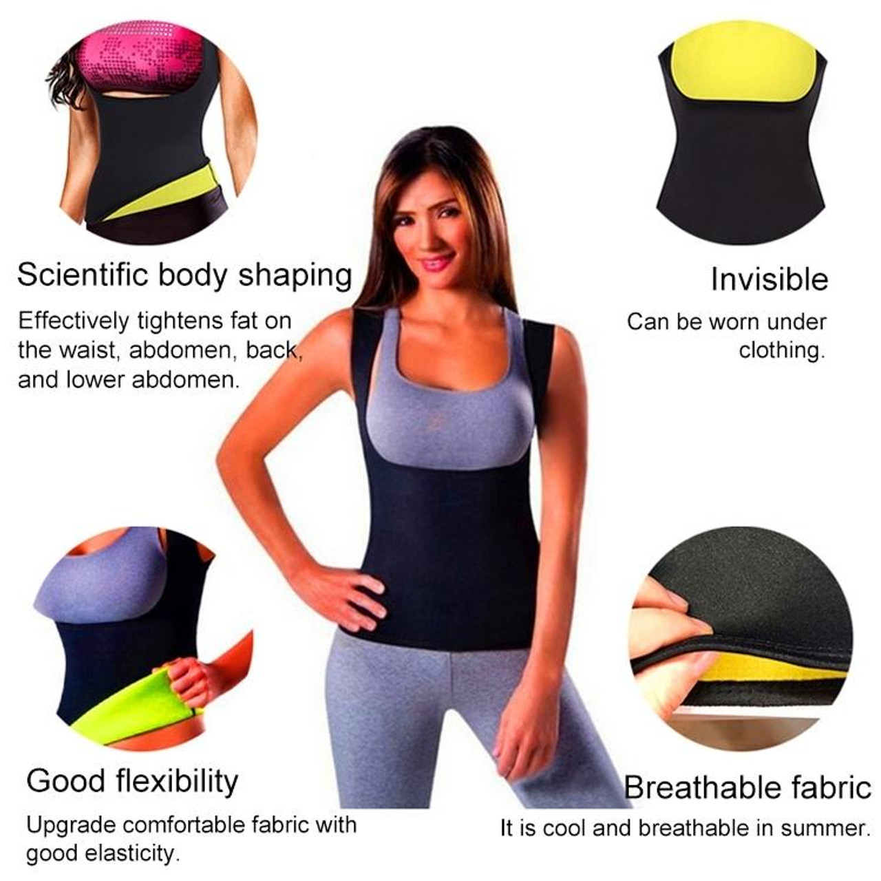Neoprene Sweat Sauna Hot Body Shapers Vest Waist Trainer Vest Shapewear  Weight Loss Waist Shaper Corset, Size: XXXL(Black), snatcher