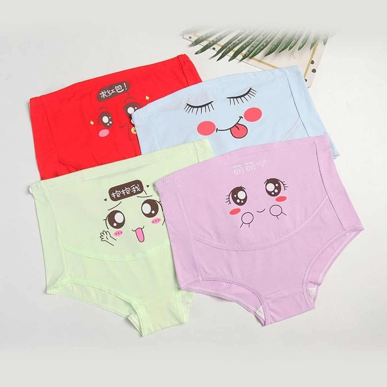 Cartoon Cotton Maternity Panties Adjustable Belly Underwear
