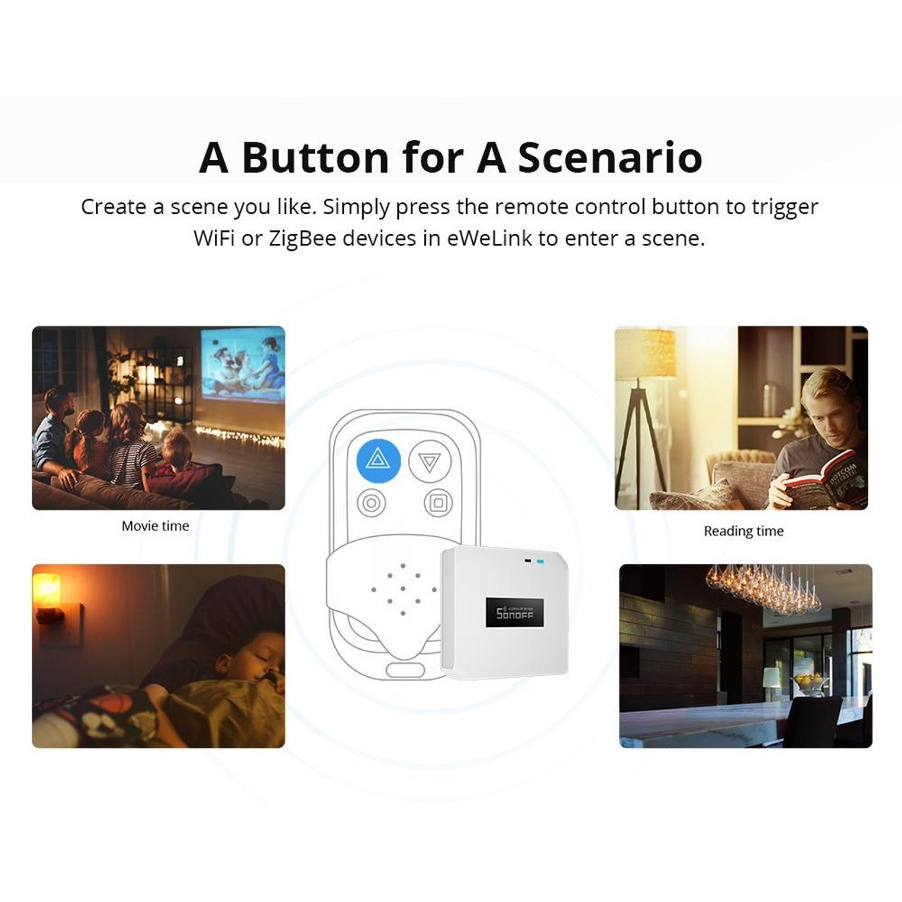 Sonoff SNZB-01 Zigbee Wireless Switch, Supports To Create Smart Scenes,  Trigger The Connected Devices on Ewelink APP With Three Control  Options,Sonoff