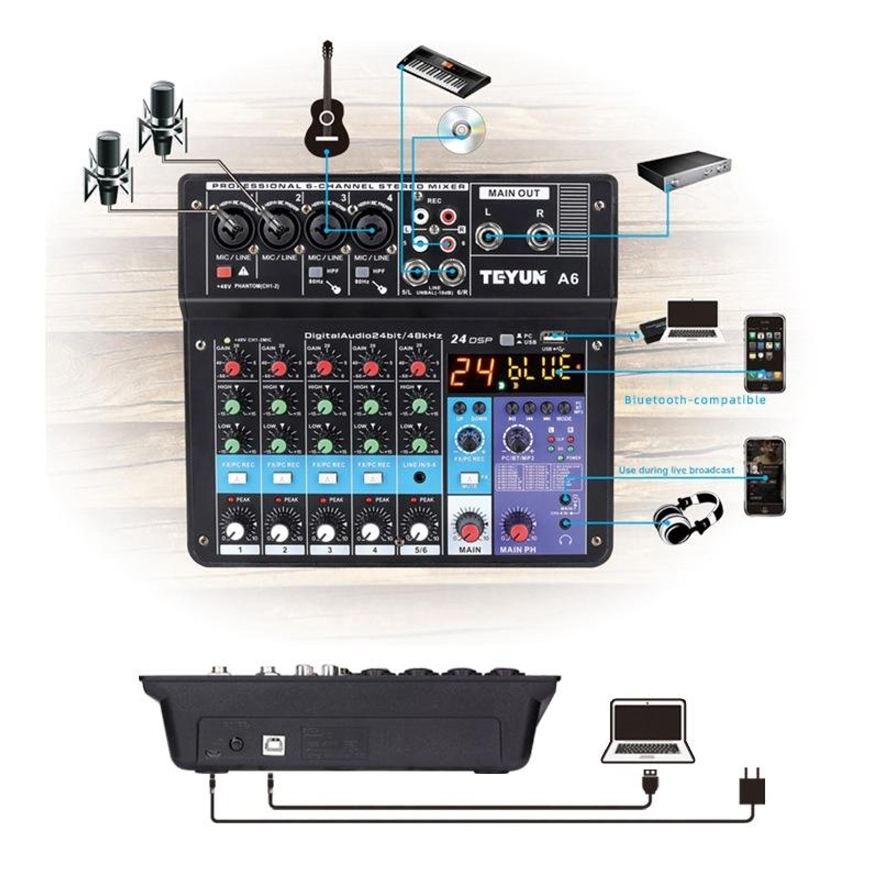 Audio Mixer Channel, USB Audio Mixer Sound Mixer Board