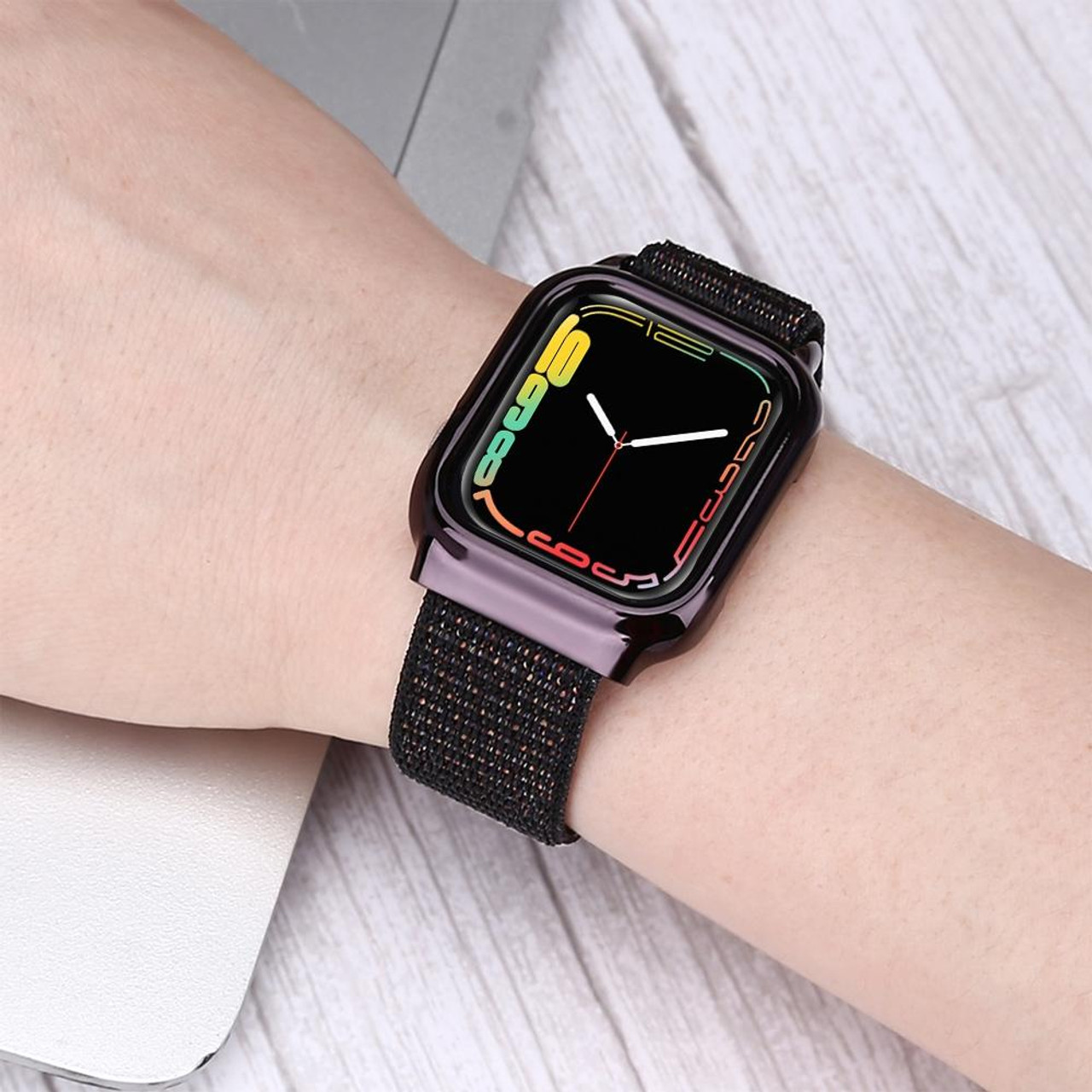 Simple Fashion Nylon Watch Band with Frame for Apple Watch Series