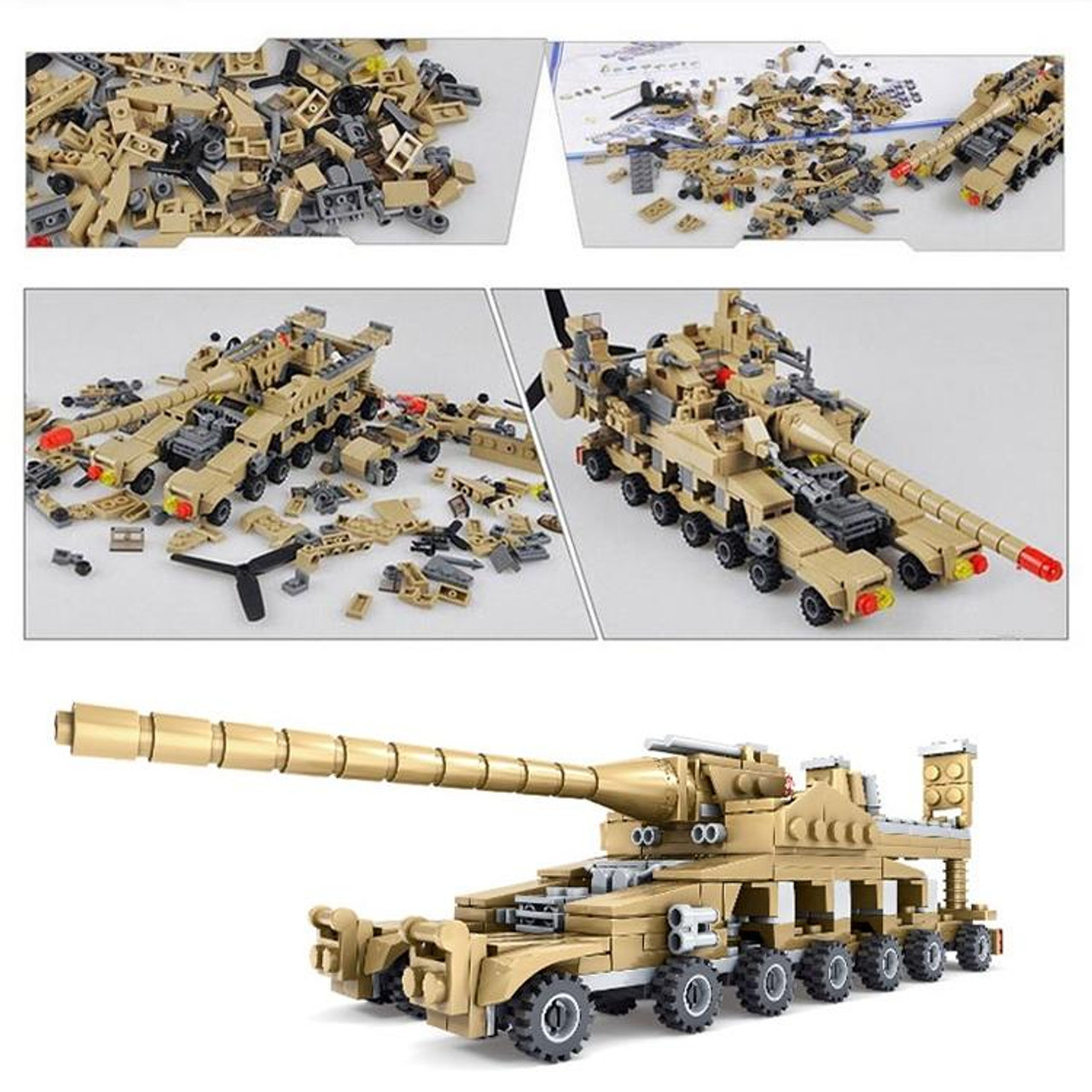 Army Building Blocks Toys Set, Create a WW2 German Dora Heavy Cannon Model  or 16 Small Military Vehicles, with 20 Toy Soldiers, Military Toys for Boys