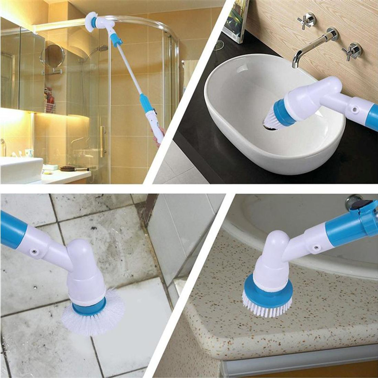 3 in 1 Multi-function Electric Folding Brush Cleaner Bathroom Sink Kitchen  Window Car Electric Rotating Cleaning Brush Type C charging blue