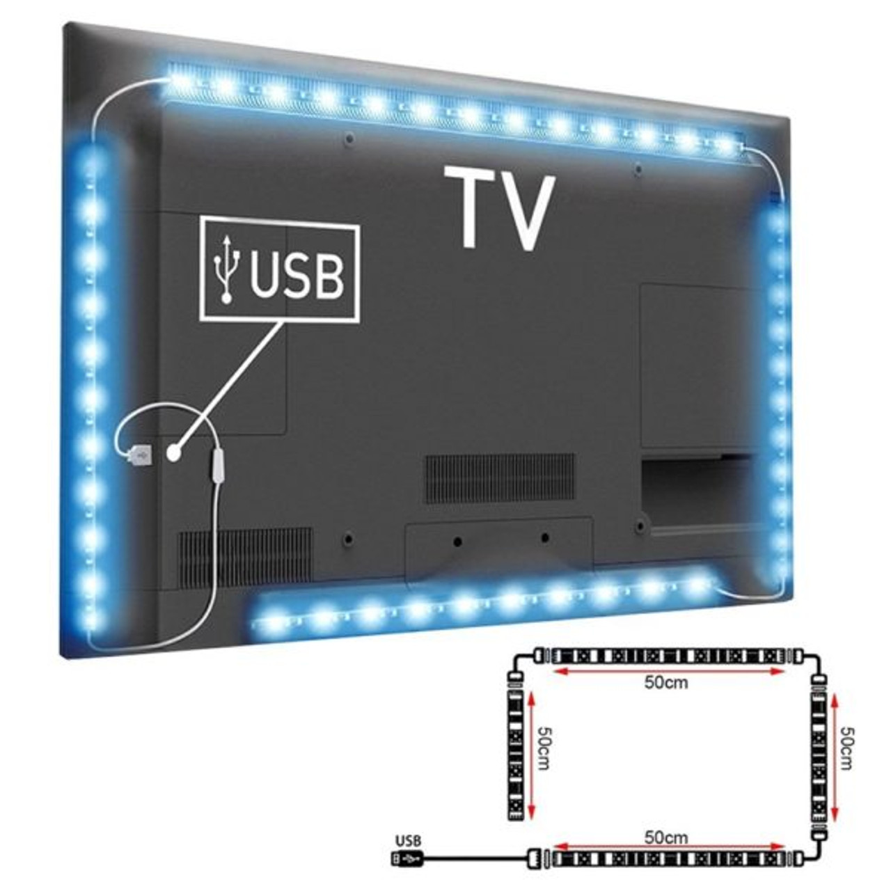 TIRA LED PARA TV SOLITER USB-LED STRIP ITEM N.11402 USB 35000 HORAS