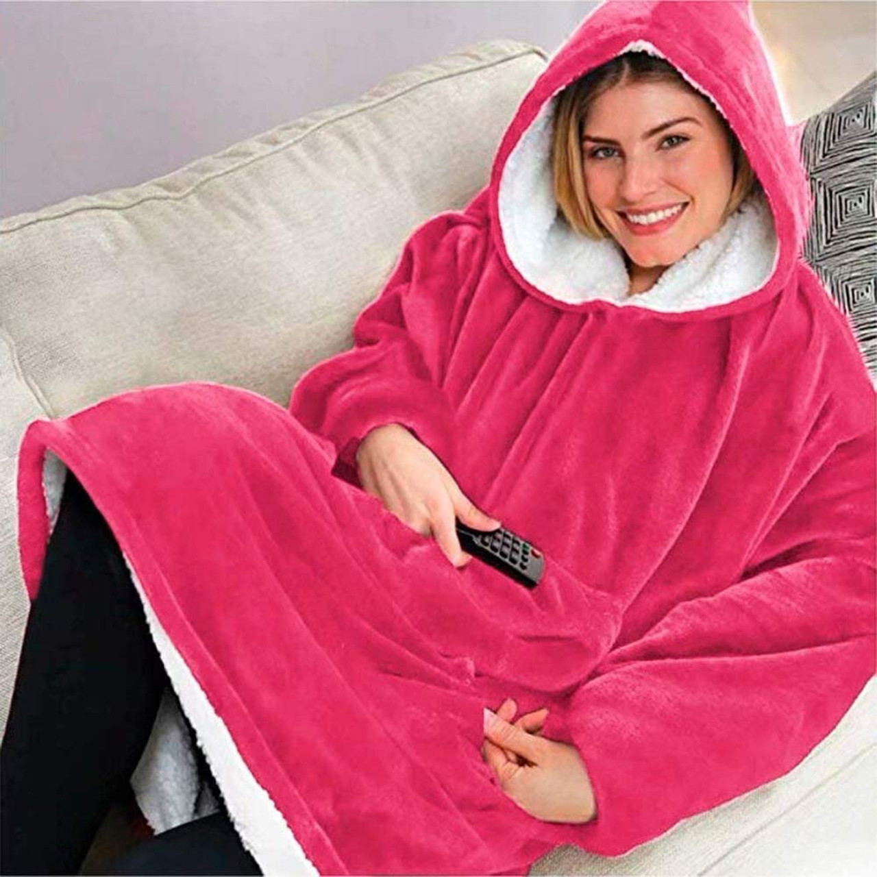 Huggle Hoodie, Ultra Plush Hooded Blanket Robe, Premium Fleece
