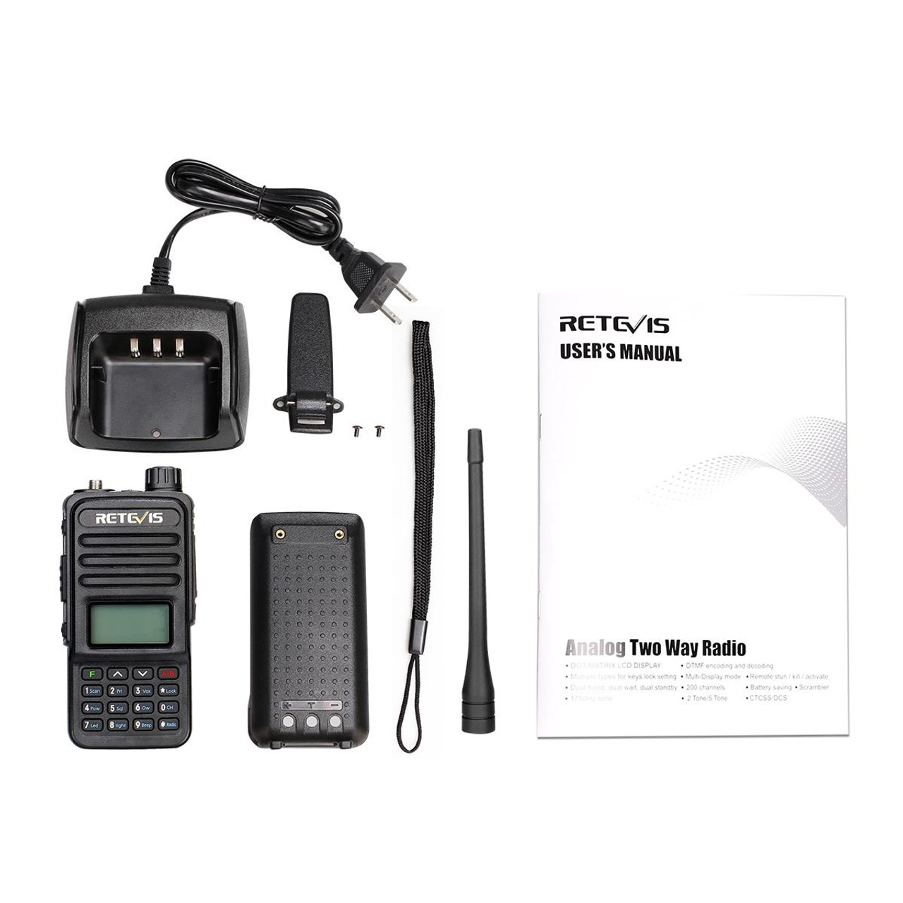 RETEVIS RT85 US Frequency 136.000-174.000MHz+400.000-470.000MHz 200CHS Dual  Band Digital Two Way Radio Handheld Walkie Talkie(Black), snatcher