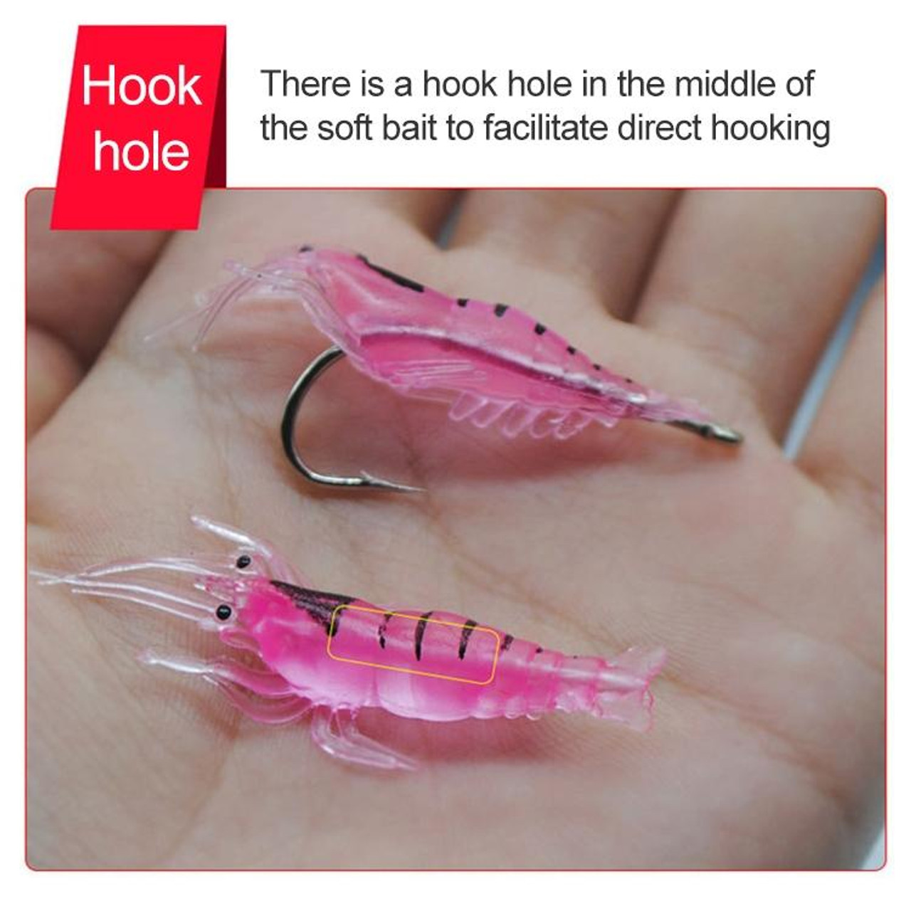 10 PCS 4cm Fishing Soft Artificial Shrimp Bait Lures Popper Poper Baits  with Hook, snatcher