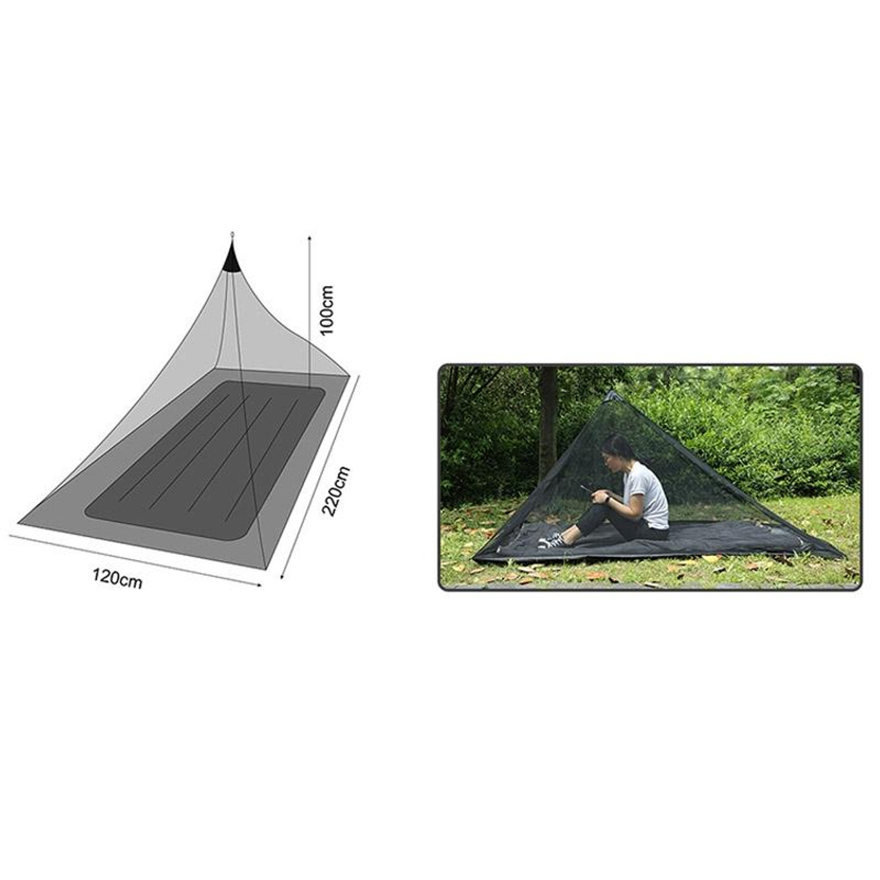 Polyester Mesh Tent Outdoor Camping Single Perspective Anti-Mosquito Net(Black),  snatcher