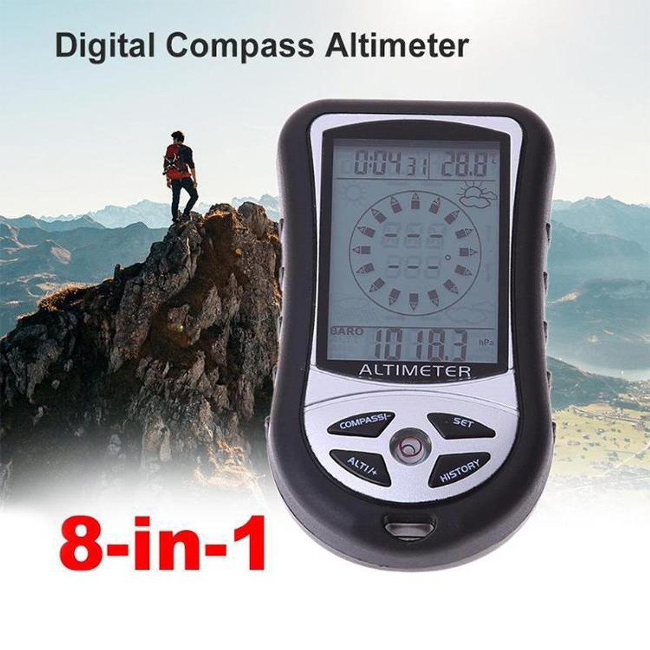 Multifunction Handheld Electronic Thermometer Compass With Calendar For  Outdoor Camping Picnic