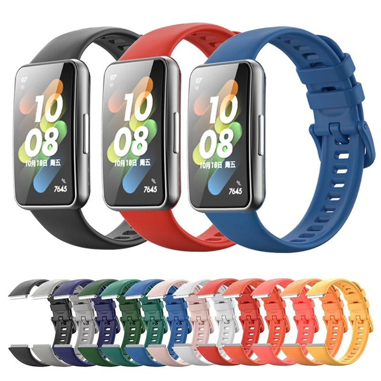 For Huawei Band 7 / Honor Band 7 Pure Color Silicone Watch Band(White)