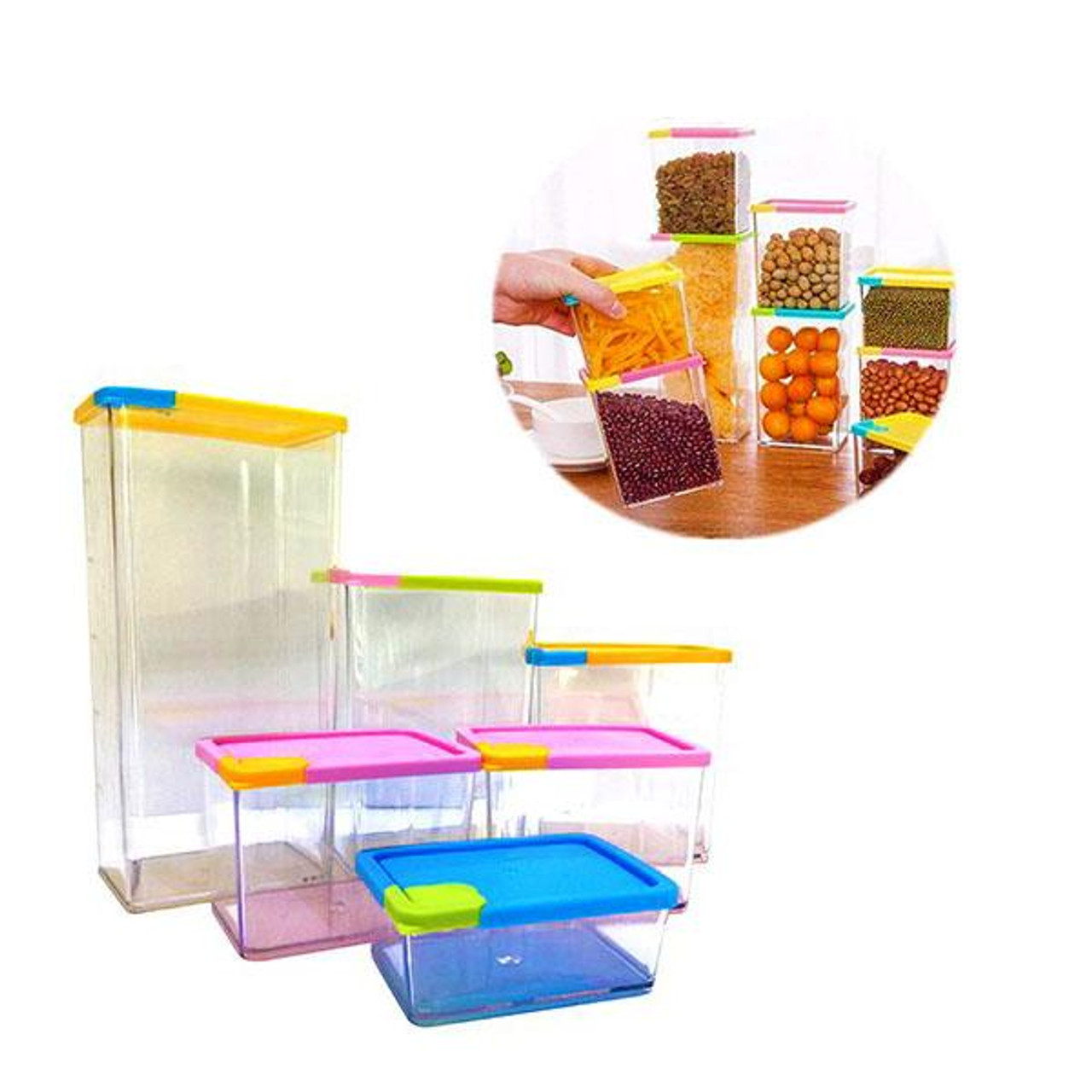 Homemaxs 6pcs Plastic Storage Boxes with Lids Plastic Container Box Desk Car Storage Boxes, Size: 20x15cm