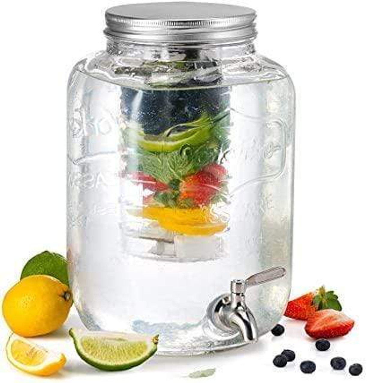 Drink Dispenser, Lemonade Juice Beverage Dispenser with Spigot  for Outdoor Party, Portable, Collapsible, Clear, 5.5L: Iced Beverage  Dispensers