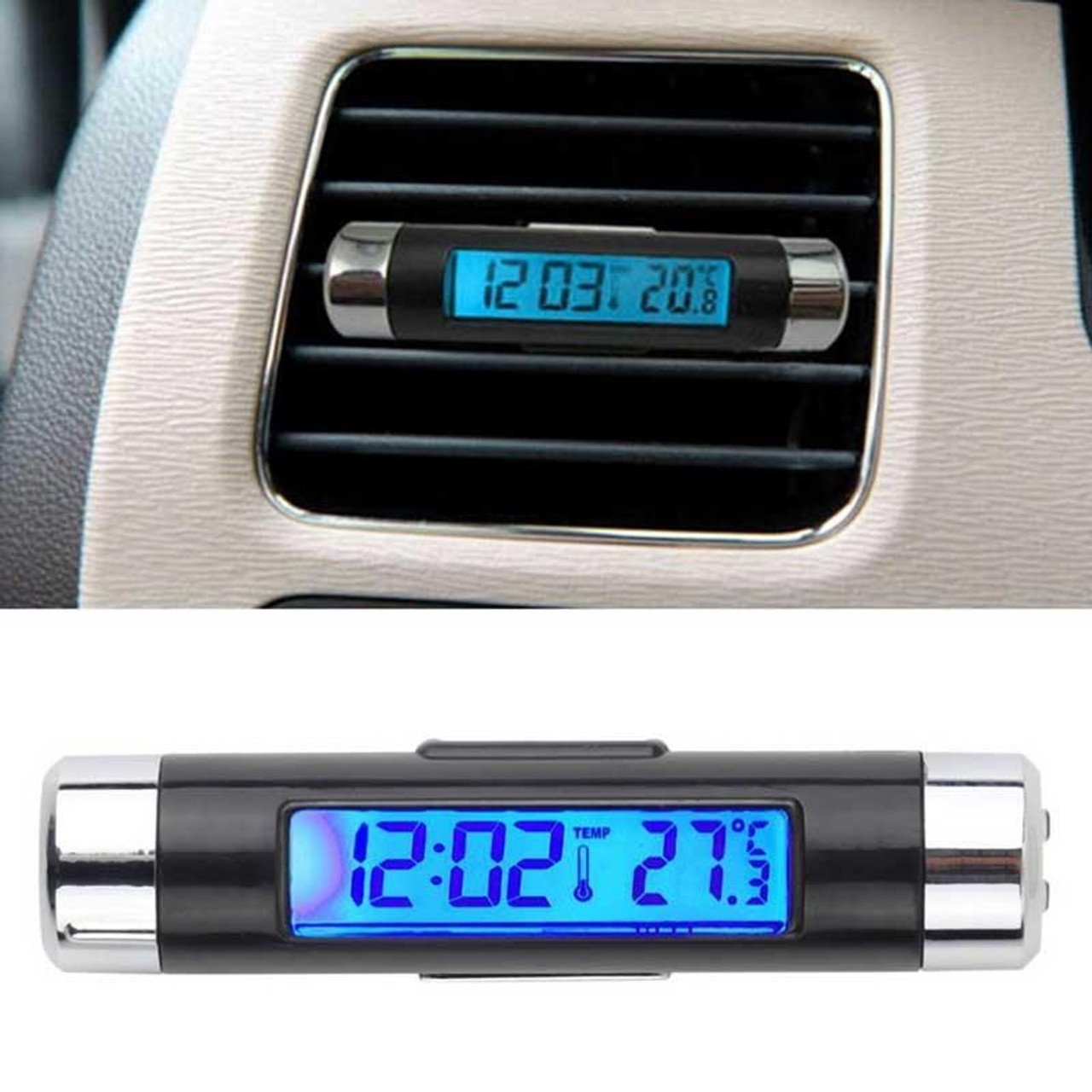 CT66 Car LCD Digital Clock & Temperature 2 in 1 Auto Watch Thermometer Car  Ornaments Electronic Clock - Snatcher