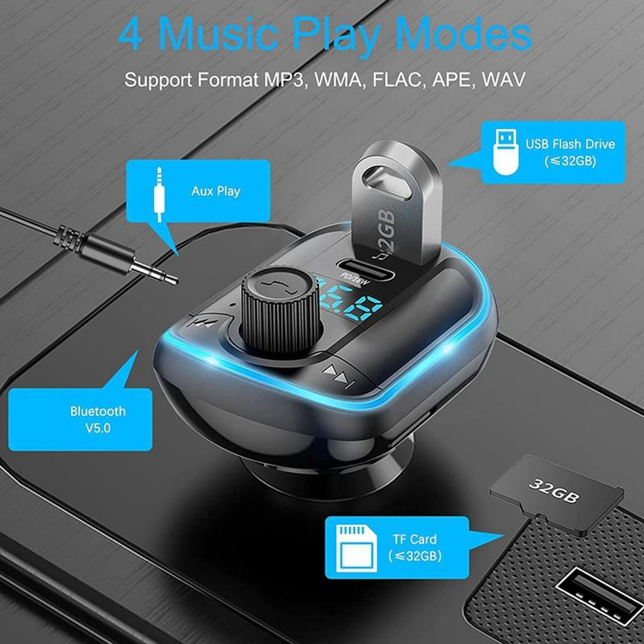 T829 Car Bluetooth Receiver MP3 FM Transmitter Bluetooth Player, snatcher