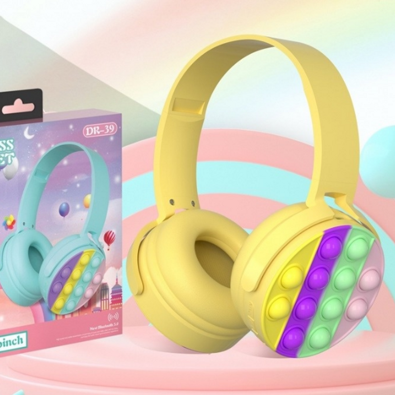 Fitget Earphones Children's Toy Earphones, Ireless Bluetooth Earphones Toys  Rainbow Color Children's Adult Earphones