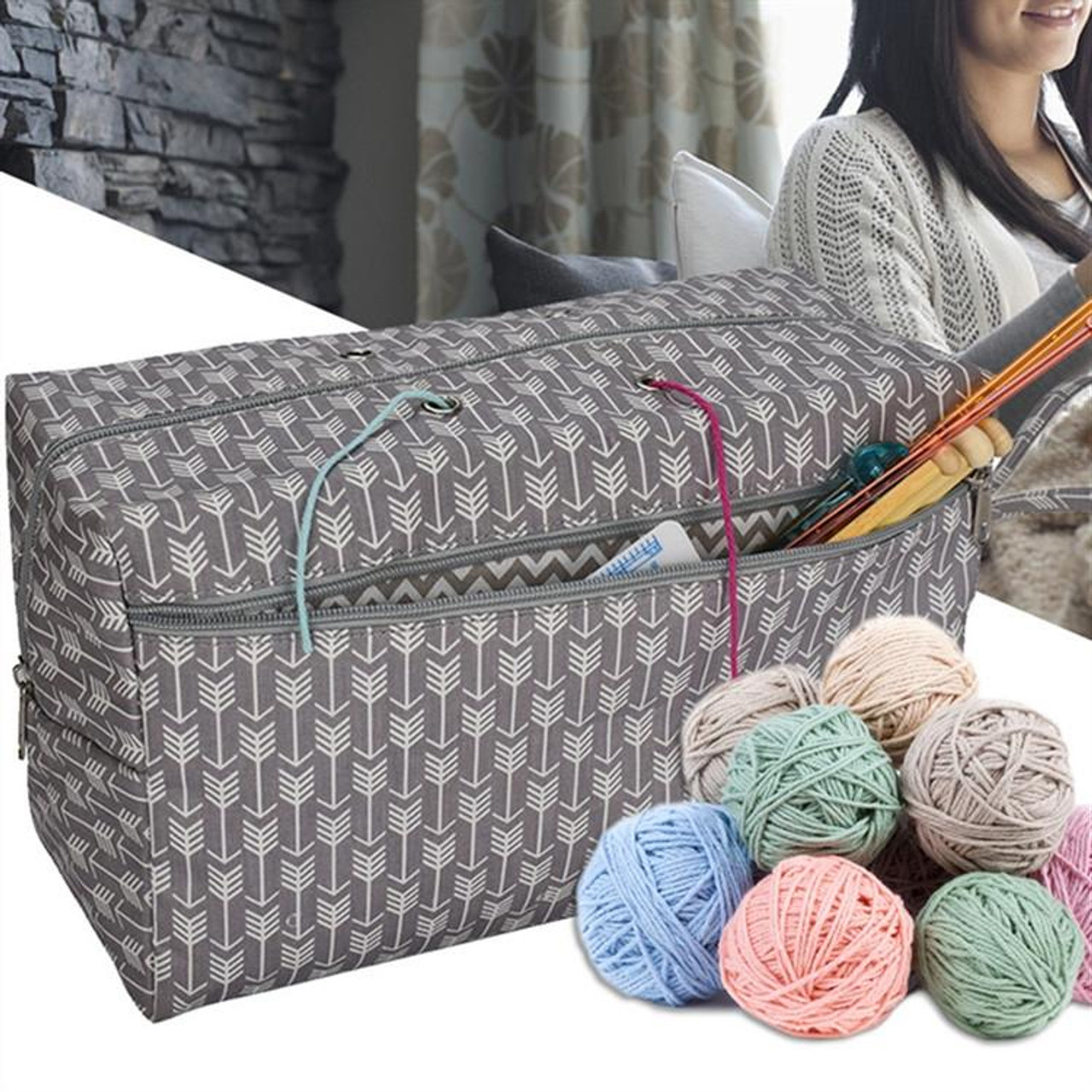 Looen Yarn Storage Knitting Tote Organizer Bag, Large Capacity Portable  Travel Canvas Yarn Bag for Yarn Storage Crochet Hooks & Knitting Needles