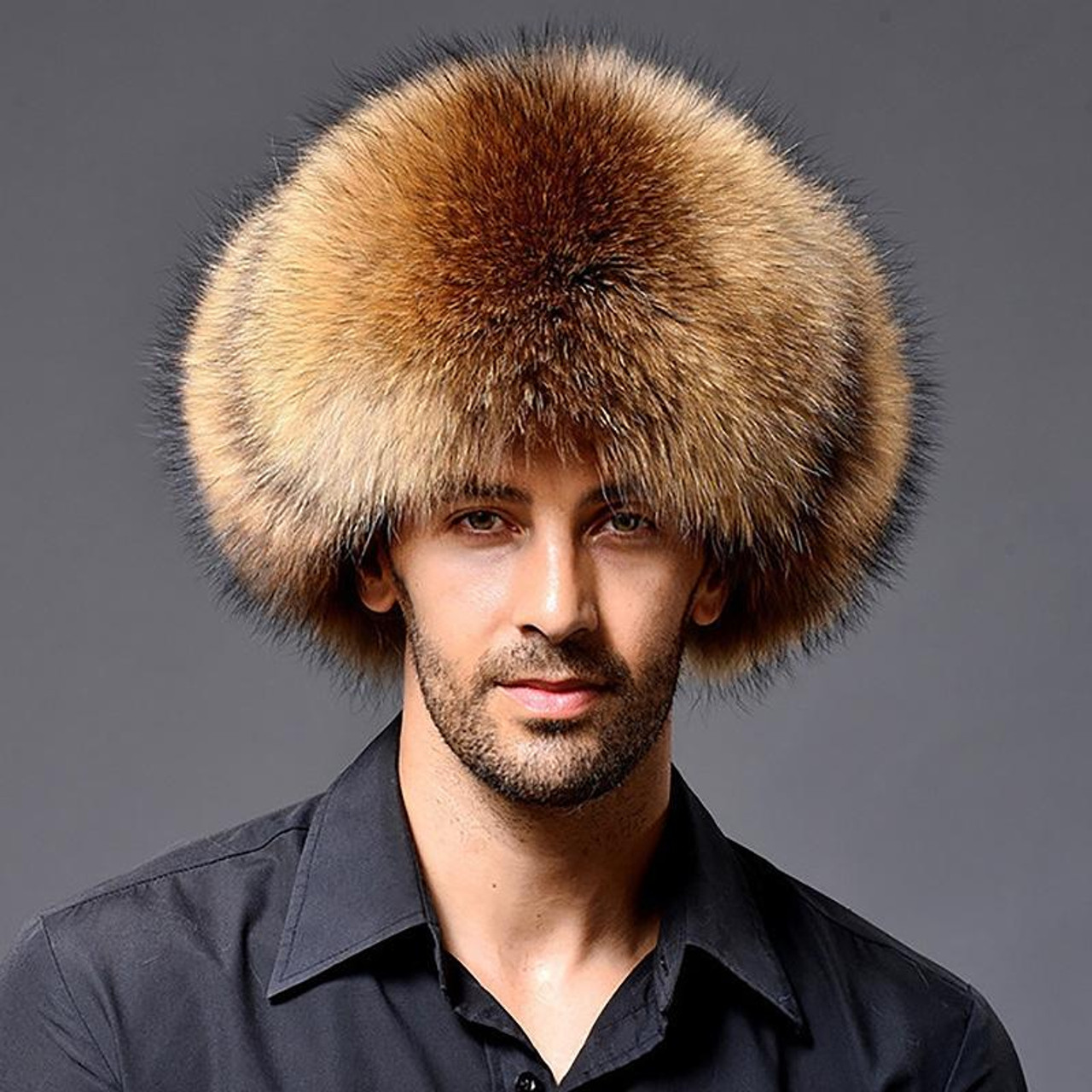 Men Fur Leather Hat For Winter Real Rabbit Fur Hat With Pom Ear Protect  Bomber Hats Russian Ushanka Cap Leifeng Hat