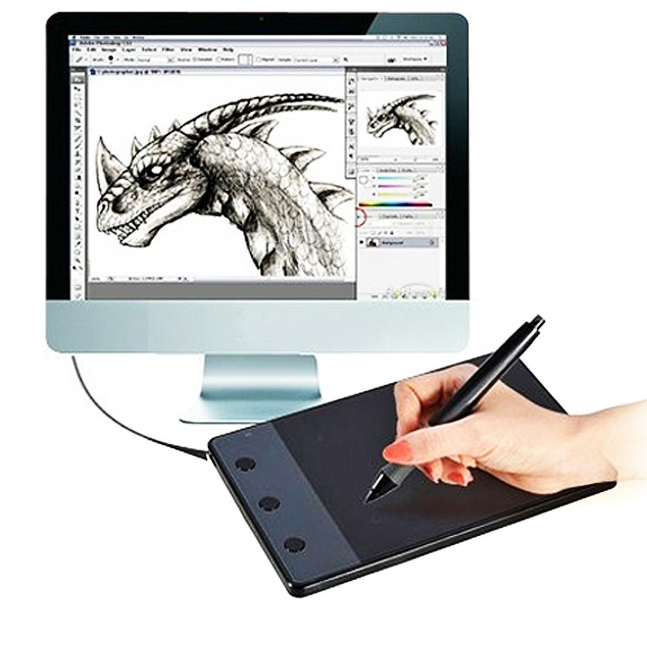 HUION H420 Computer input Device 4.17 x 2.34 inch Drawing Tablet Drawing Board with Pen, snatcher