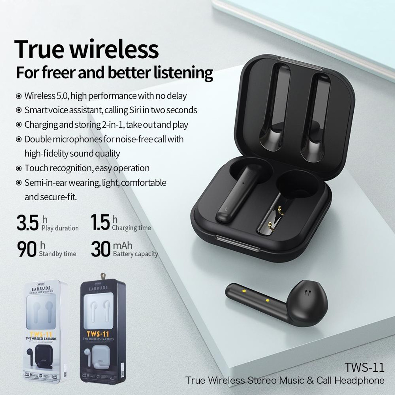 REMAX TWS 11 Bluetooth 5.0 True Wireless Bluetooth Stereo Music