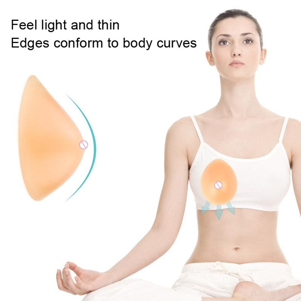 Skinless Silicone Breast Implants Bionic Breast Implants Fake Breast  Underwear Chest Pads, Size:B Cup(Paste Skin Tone)