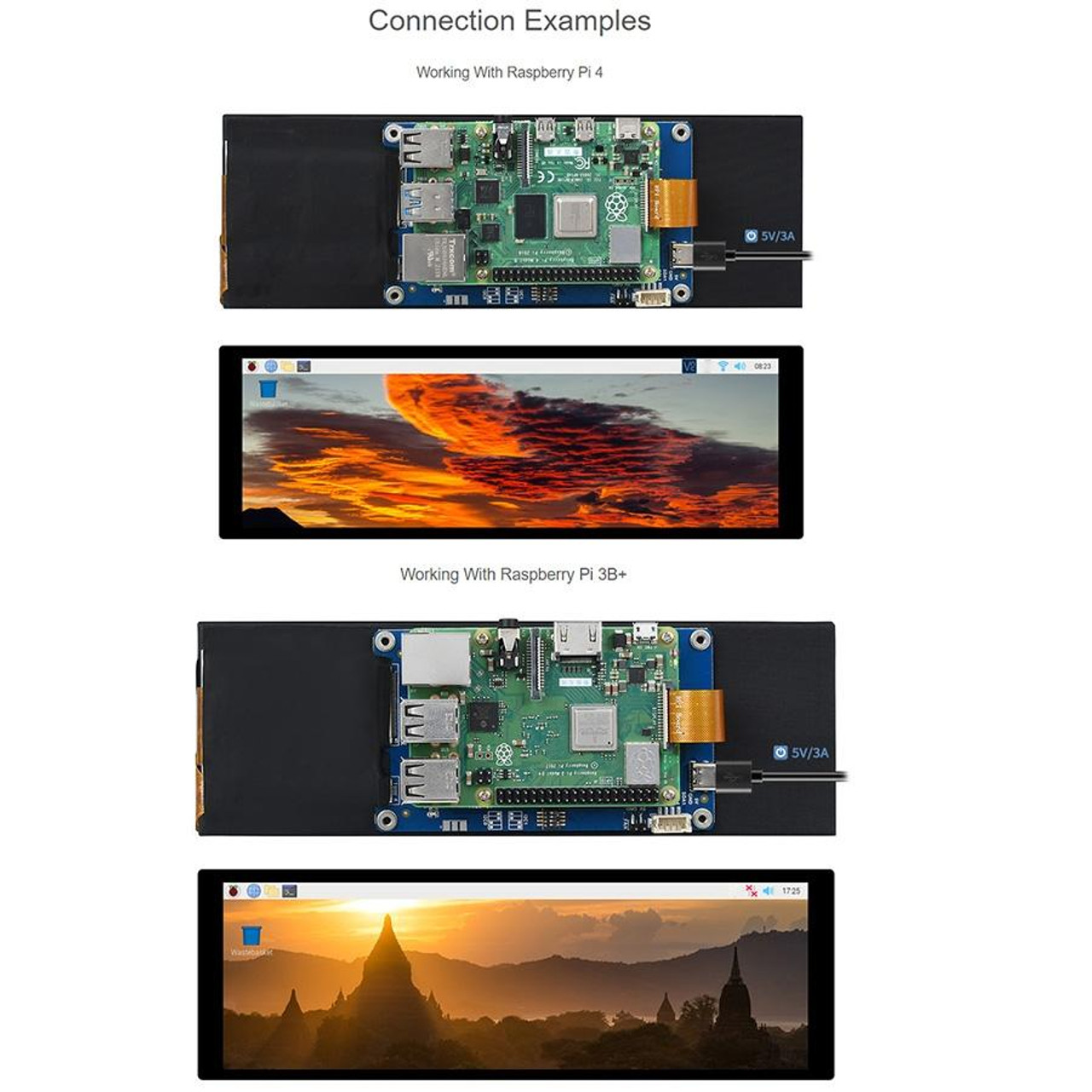 5 Raspberry Pi Touch screen Monitor 800×400 IPS for Raspberry Pi 3B 3A  Gaming