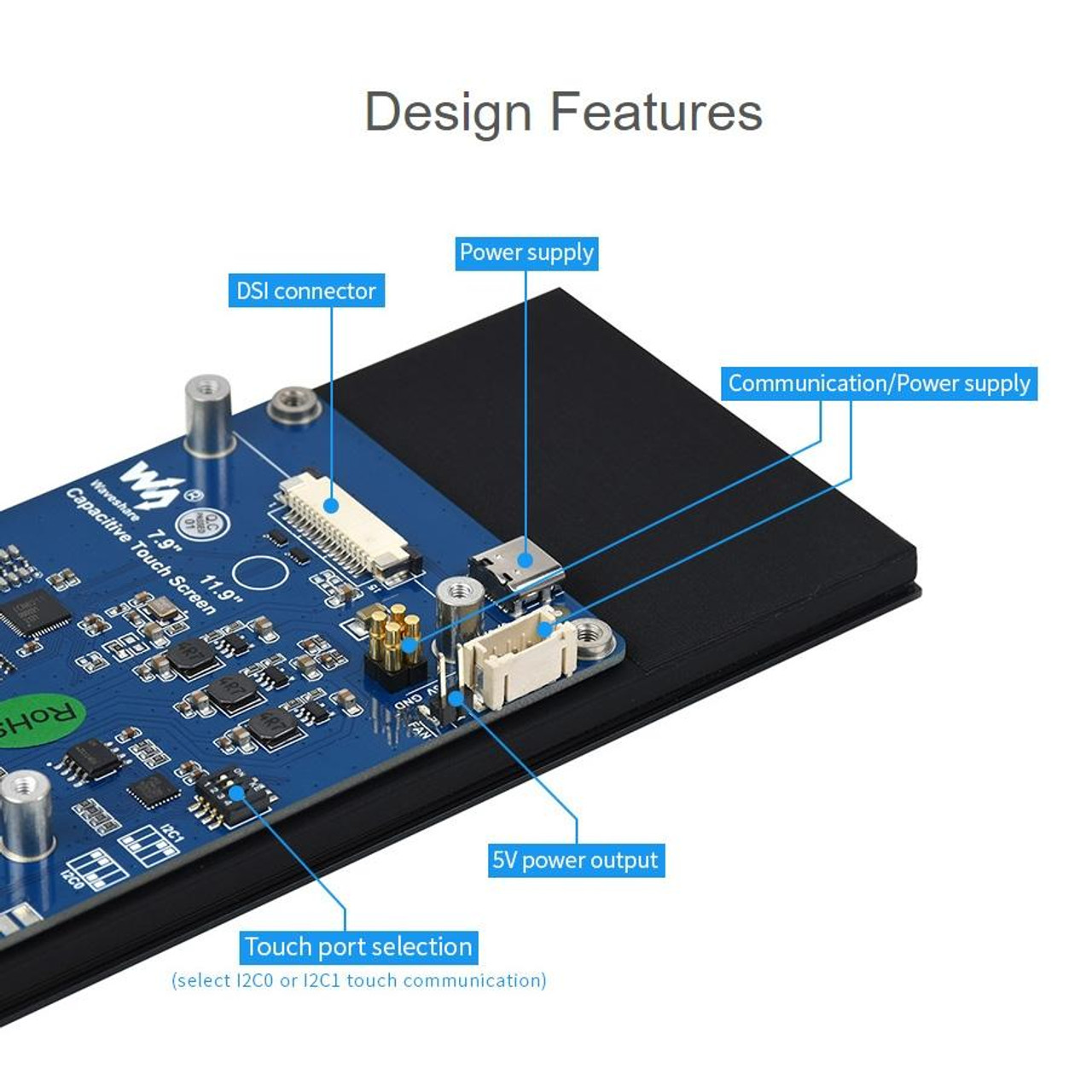 WAVESHARE 7.9 inch Capacitive Touch Display For Raspberry Pi, 400