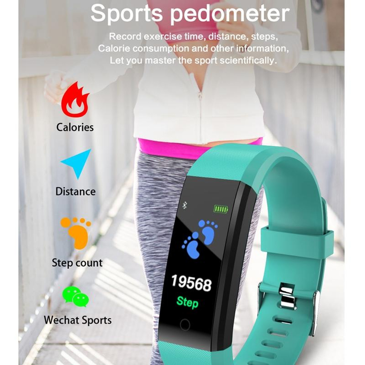 ID115 Plus Smart Band Bracelet Sport Bluetooth Wristband Heart Rate Monitor  Fitness Tracker USB Charging New Packaging - Walmart.com