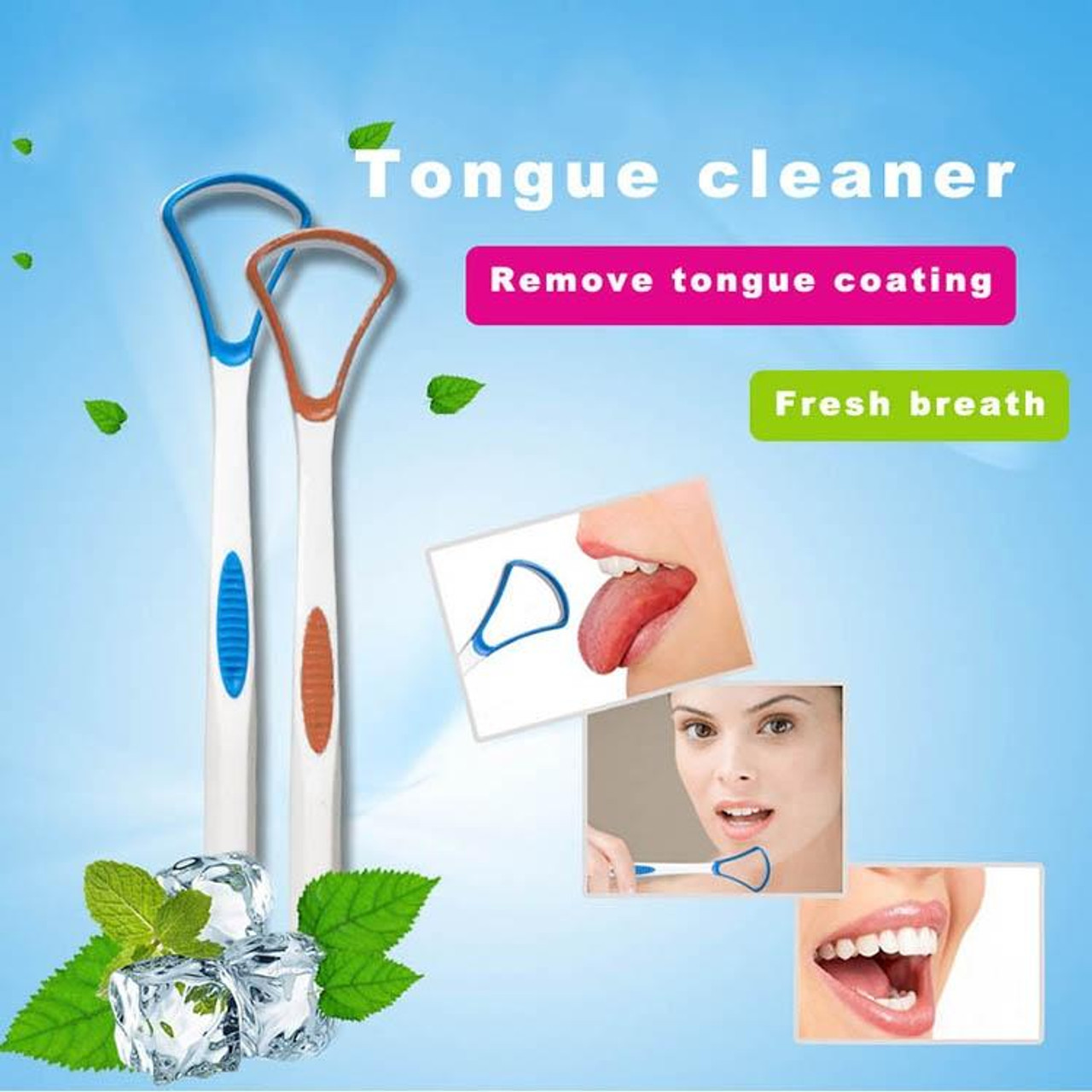 10Pcs Tongue Brush Long Handle Silicone Tongue Scraper Tongue Cleaner Helps  Fight Bad Breath for Tongue Mouth(Pink)