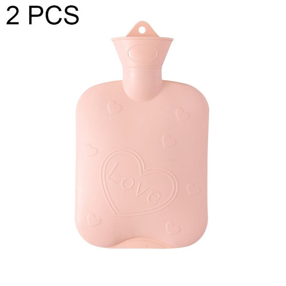 2 PCS 006 1000ml Thickened Explosion-proof Heart Embossed Water Injection Hot Water Bag(C Model Pink)