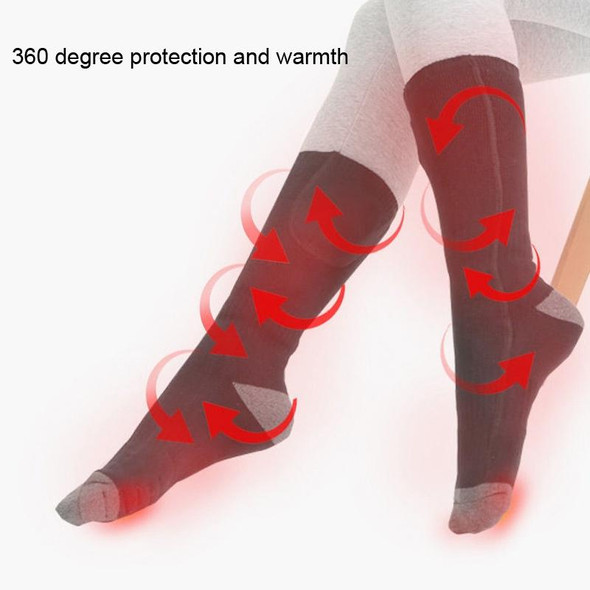 Constant Temperature USB Electric Heating Socks Long Tube Warm Socks  With Battery Box Gray