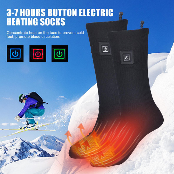 3-speed Temperature Regulation USB Electric Heating Socks Long Tube Warm Socks With Battery Box Black