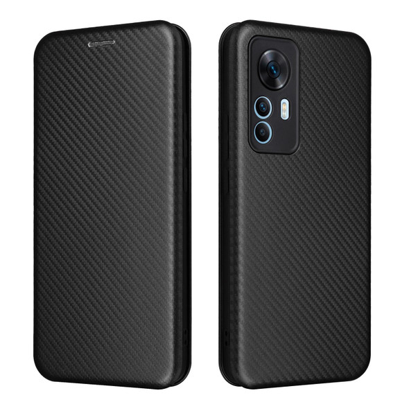 Xiaomi 12T / 12T Pro / Redmi K50 Ultra Carbon Fiber Texture Flip Leather Phone Case(Black)