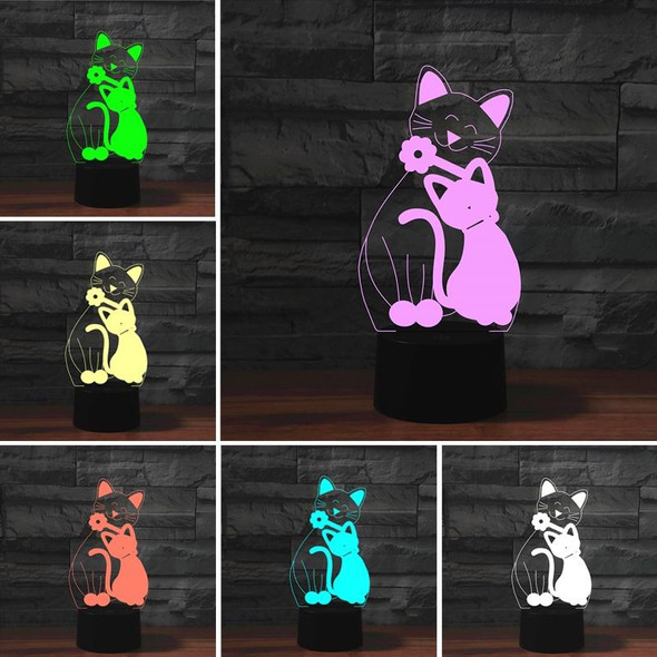 Cat Shape 3D Colorful LED Vision Light Table Lamp, Crack Remote Control Version