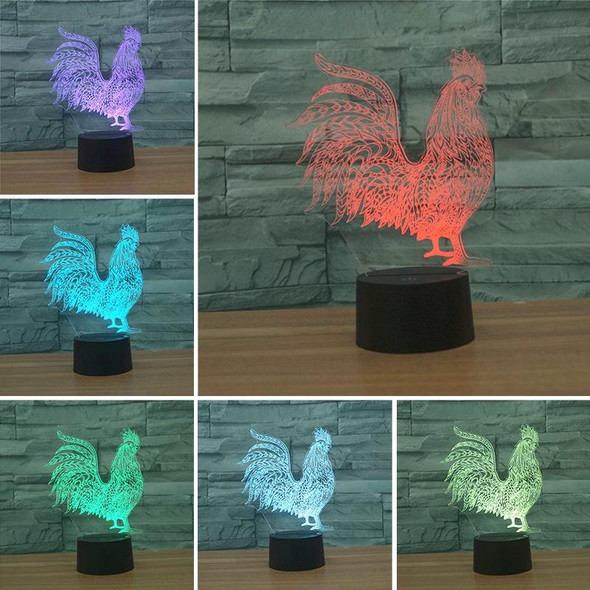 Cock Shape 3D Colorful LED Vision Light Table Lamp, Crack Remote Control Version