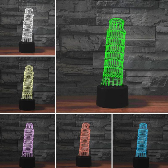 Paris Leaning Tower Shape 3D Colorful LED Vision Light Table Lamp, Crack Remote Control Version