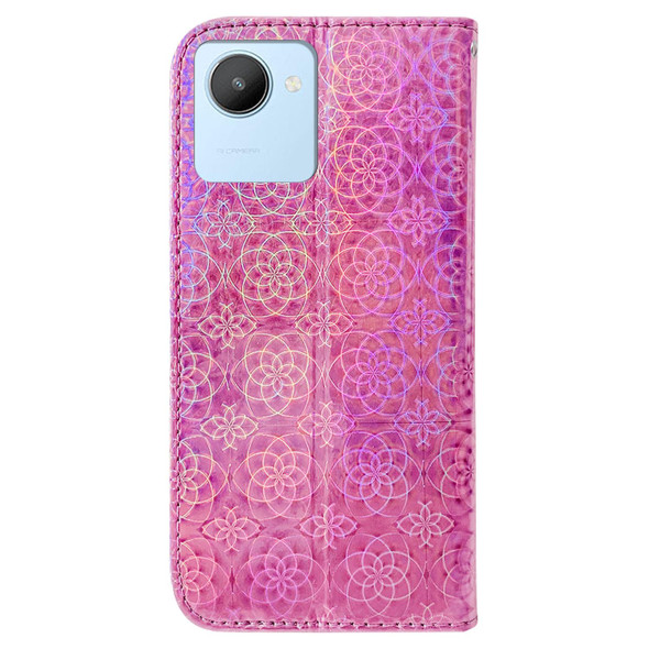 Realme C30 Colorful Magnetic Buckle Leather Phone Case(Pink)