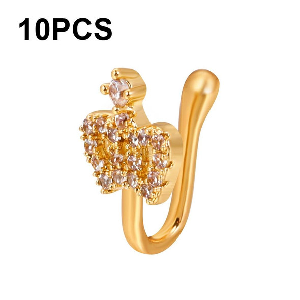 10 PCS U-shaped Nose Clip Copper Inlaid With Zircon Nose Decoration, Color: G-0878 Gold