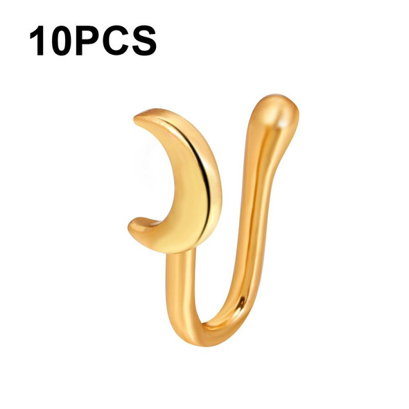 10 PCS U-shaped Nose Clip Copper Inlaid With Zircon Nose Decoration, Color: G-253 Gold, Moon Design