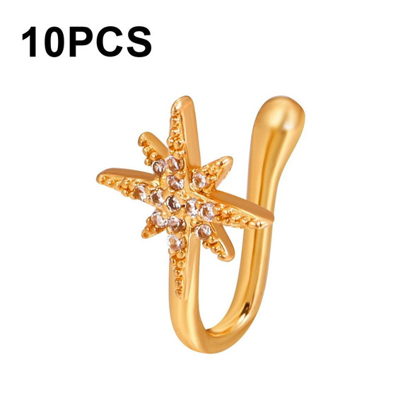 10 PCS U-shaped Nose Clip Copper Inlaid With Zircon Nose Decoration, Color: G-364 Gold