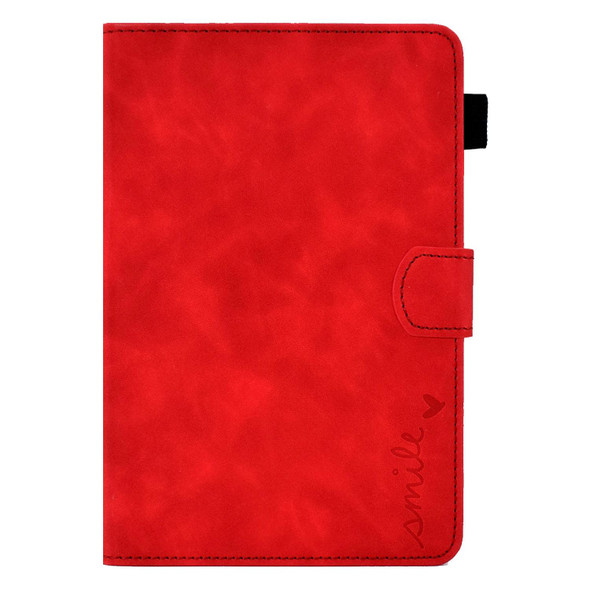 iPad mini 5/4/3/2/1 Embossed Smile Flip Tablet Leather Smart Case(Red)