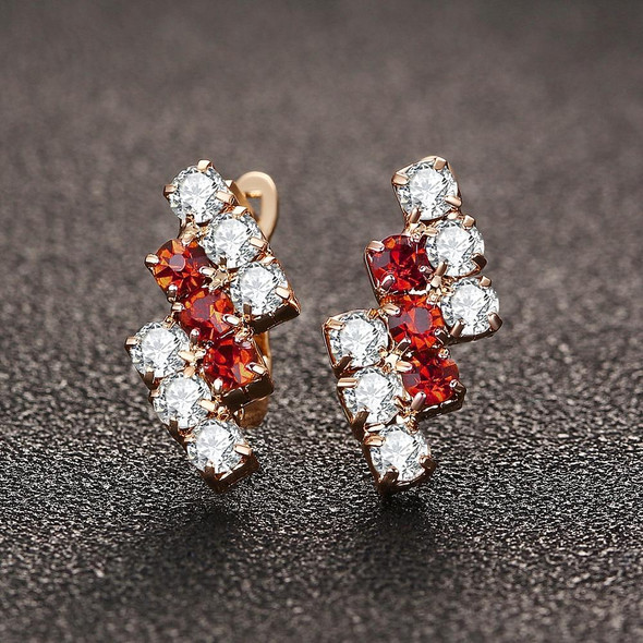 1 Pair Of 18 k Gold Irregular Geometrical Sterling Silver Crystal Stud Earring - Women, 21*9 mm(red)