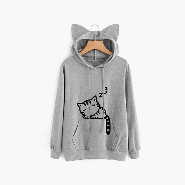 Cute Fashion Outdoor Sports Women Hoodies Sportswear, Size:S(Light Gray)