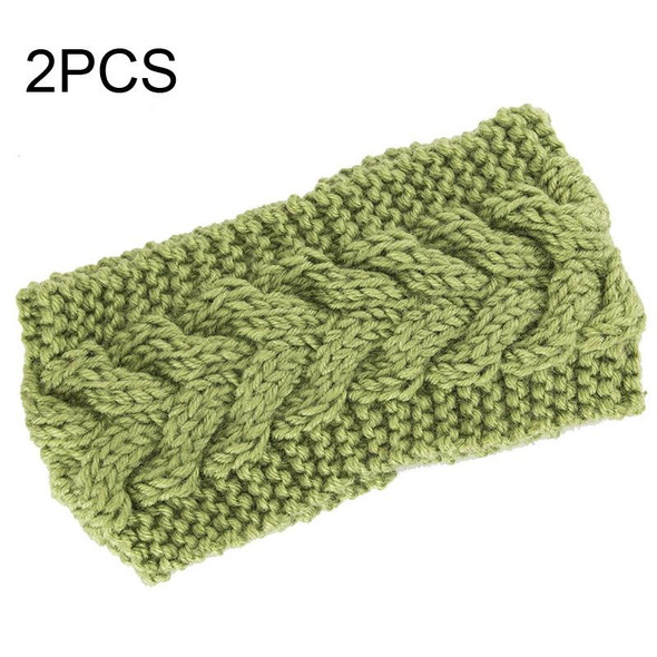 2 PCS Twist Hair Accessories Hair Band Knitted Wool Thickened Warm Headgear(Green)