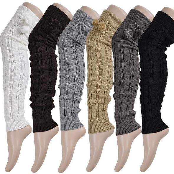 Ladies Winter Knitted Pile Up Socks Twist Over Knee Warm Boot Covers(Coffee)