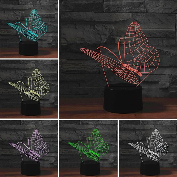 Butterfly Shape 3D Colorful LED Vision Light Table Lamp, USB Touch Version